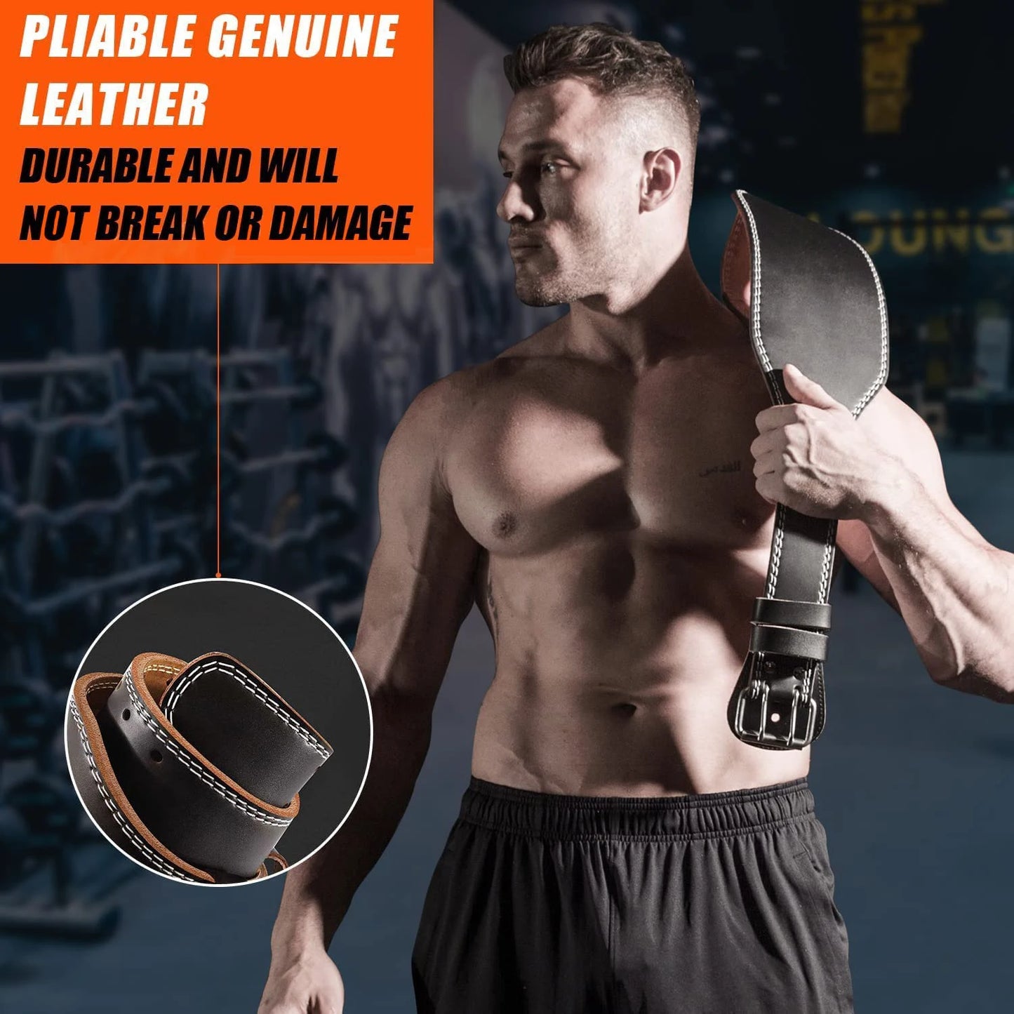 Professional Leather Fitness Buckle Weightlifting Belt Adjustable Gym Waist Belts for Squats Training Bodybuilding Lumbar Brace