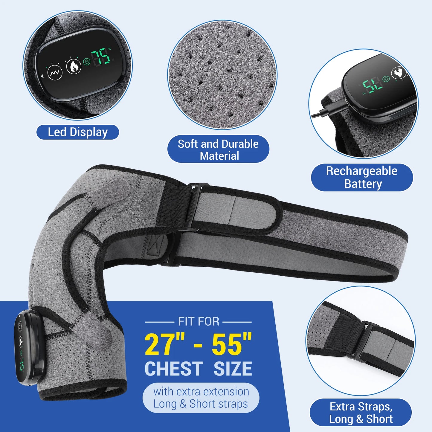 Electric Shoulder Massager Heating Vibration Massage Belt Hot Compress