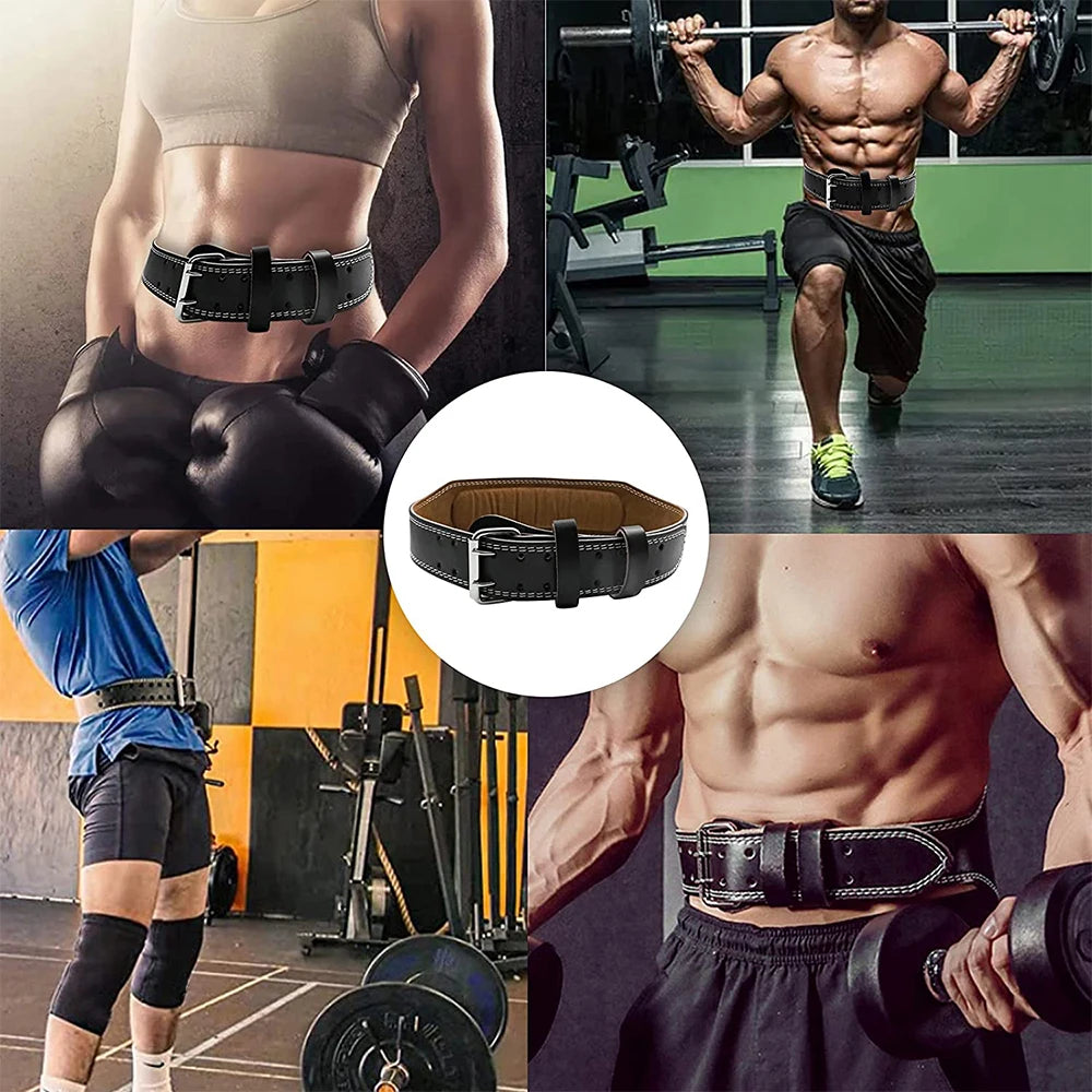 Professional Leather Fitness Buckle Weightlifting Belt Adjustable Gym Waist Belts for Squats Training Bodybuilding Lumbar Brace