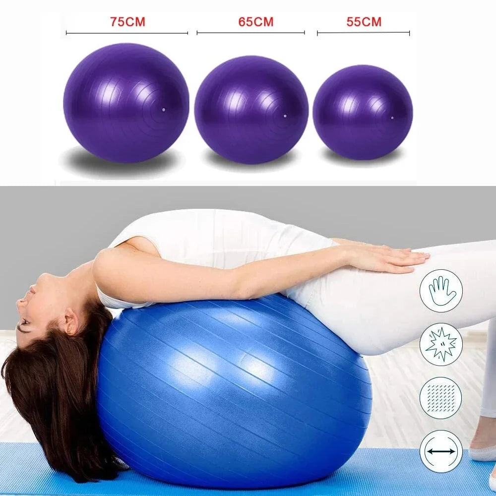 (Free inflatable tube)55/65/75CM Pilates Yoga Ball Exercise Anti-Pressure Explosion-Proof Gymnastics Balance Exercise Fitnes