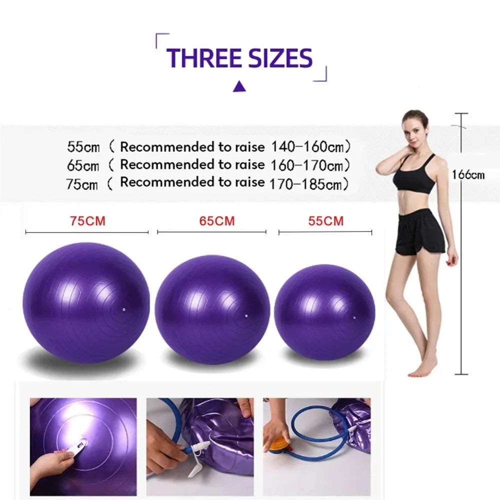 (Free inflatable tube)55/65/75CM Pilates Yoga Ball Exercise Anti-Pressure Explosion-Proof Gymnastics Balance Exercise Fitnes