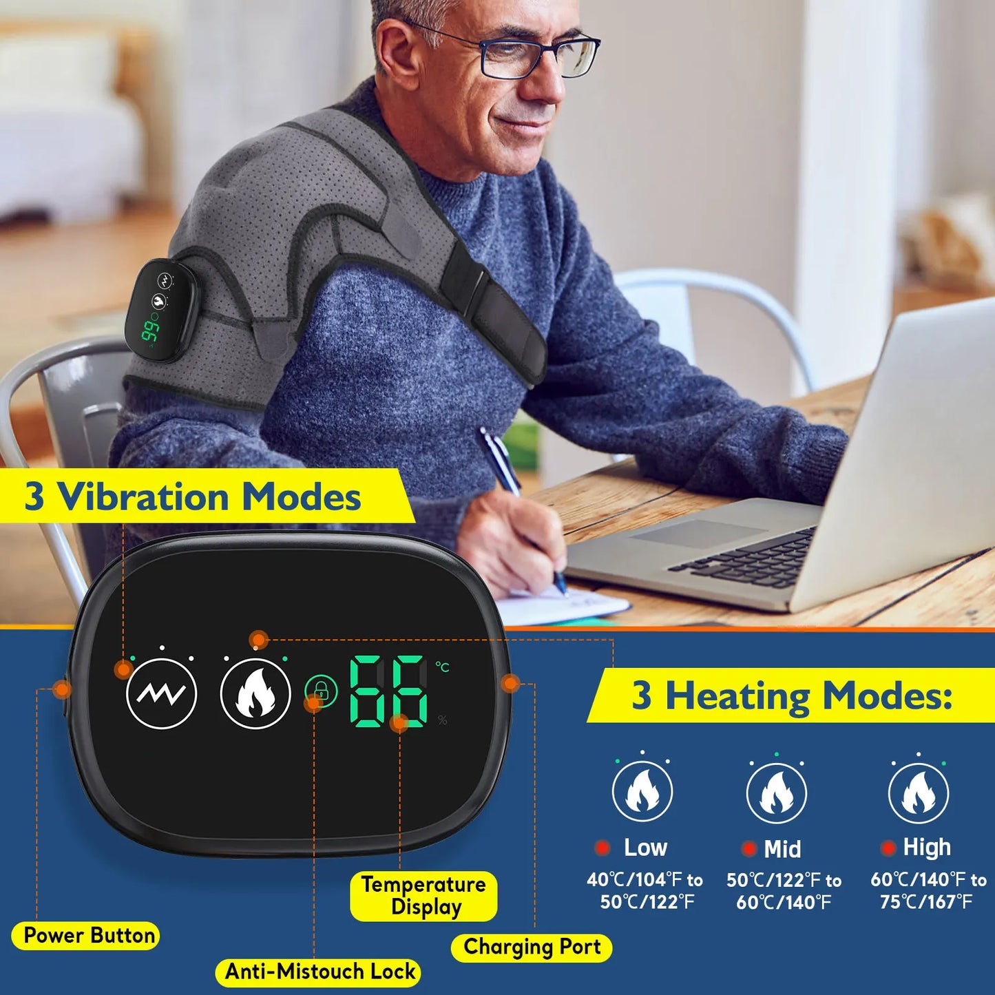 Electric Shoulder Massager Heating Vibration Massage Belt Hot Compress