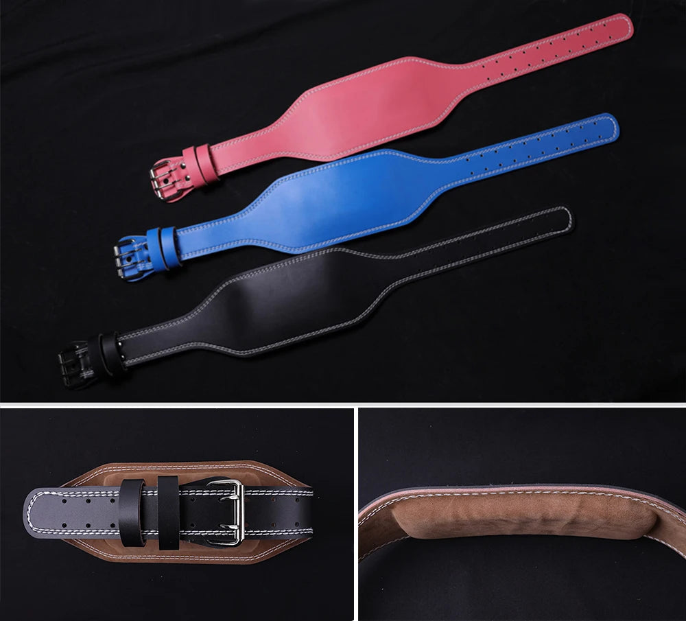 Professional Leather Fitness Buckle Weightlifting Belt Adjustable Gym Waist Belts for Squats Training Bodybuilding Lumbar Brace