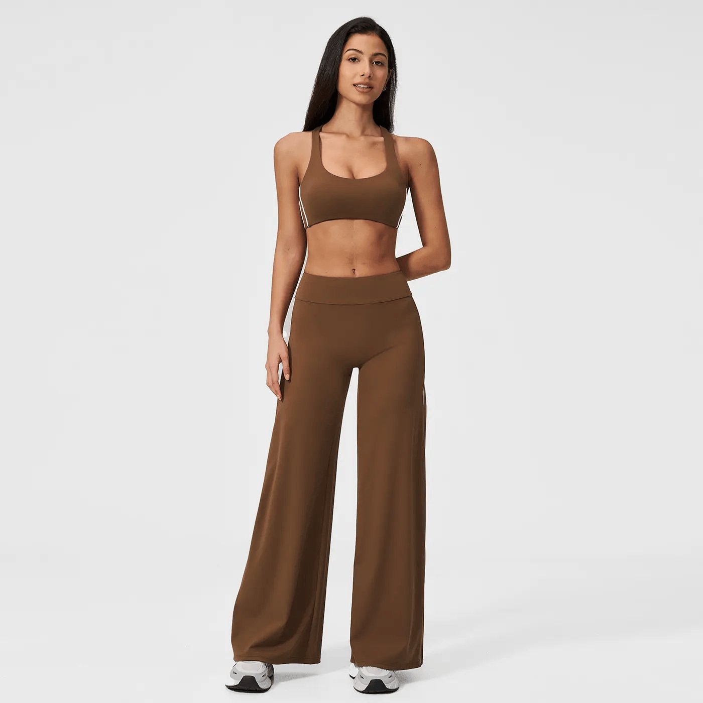 MFVIM Women’S Two-Piece Set Featuring a Racerback Bra and High-Waisted Striped Straight Pants, Suitable for Outdoor Running and Cycling, Gym Workouts, Yoga, and Pilates.
