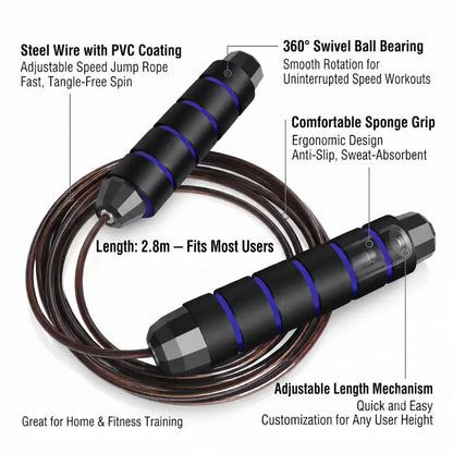 Adjustable Speed Jump Rope with Steel Wire