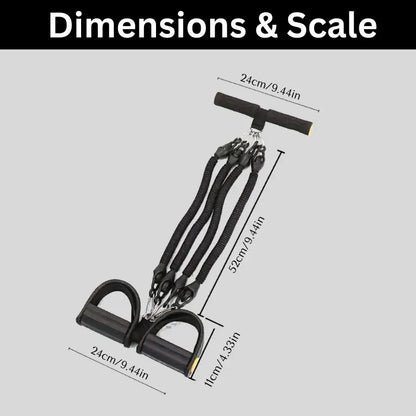 A Set Of Adjustable Resistance Tension Bands With Foot Pedals