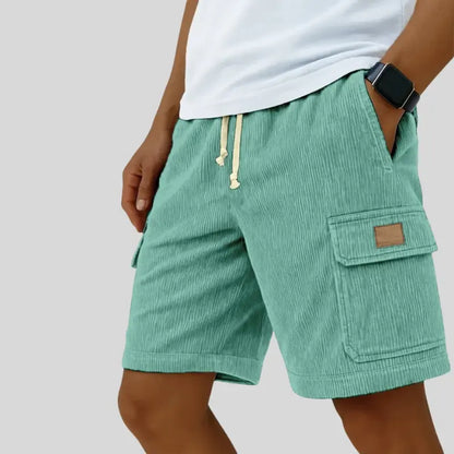 Versatile 3D Bag Mens Drawstring Corduroy Side-Pocket Shorts
