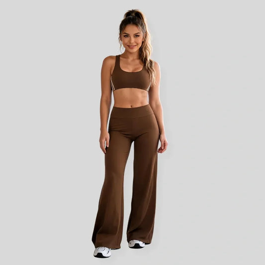 MFVIM Women’S Two-Piece Set Featuring a Racerback Bra and High-Waisted Striped Straight Pants, Suitable for Outdoor Running and Cycling, Gym Workouts, Yoga, and Pilates.
