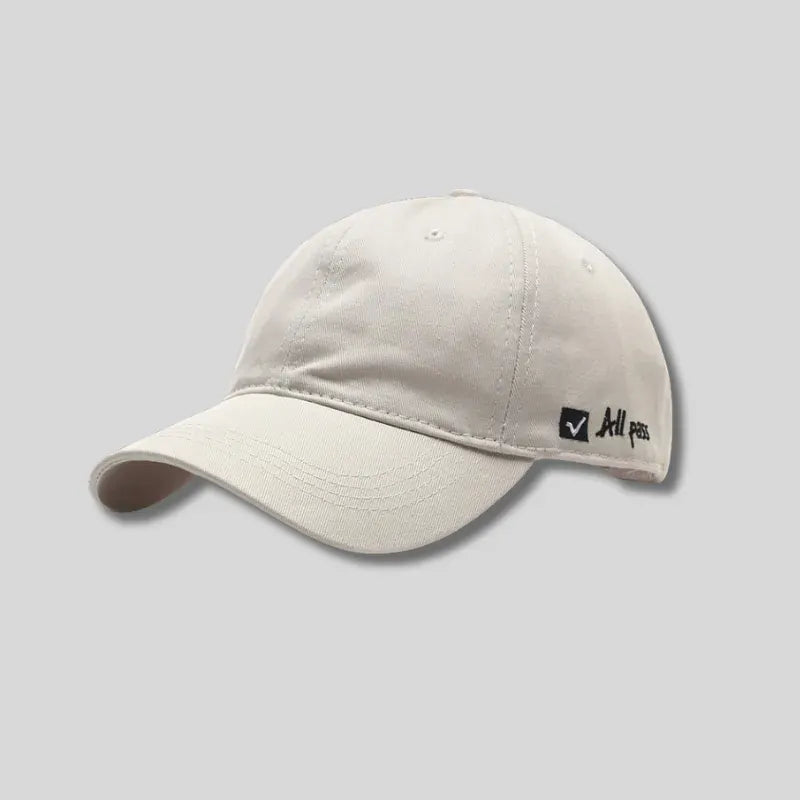 Soft top cap with side letter embroidery