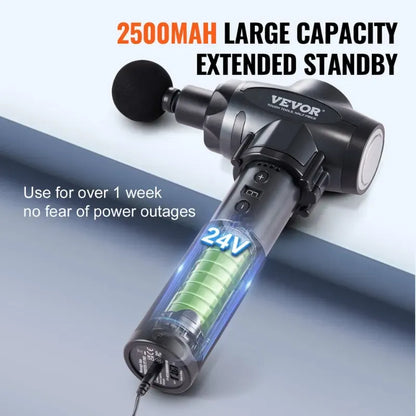 Percussion Massage Gun 9-Speed | 6 Heads + 24V Battery