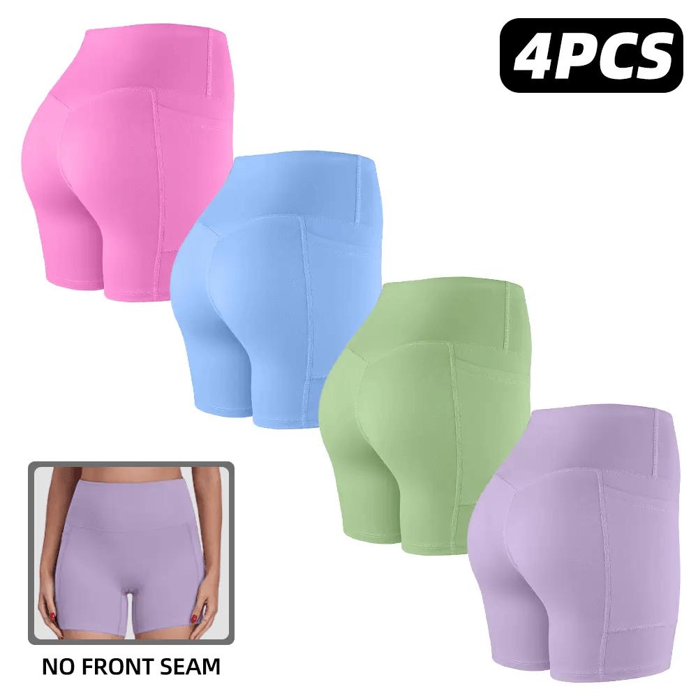 【LOCAL SHIPPING】1/3/4/6-PACK Tummy Control & Butt Lifting Shorts S-2XL - 2026 No Front Seam 5'' Yoga Shorts with Pockets Elastic Waistband Gym Running Daily Wear