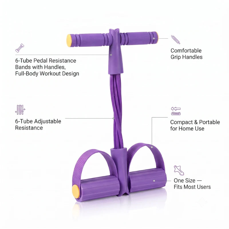 6-Tube Pedal Resistance Bands with Handles