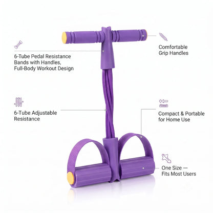 6-Tube Pedal Resistance Bands with Handles