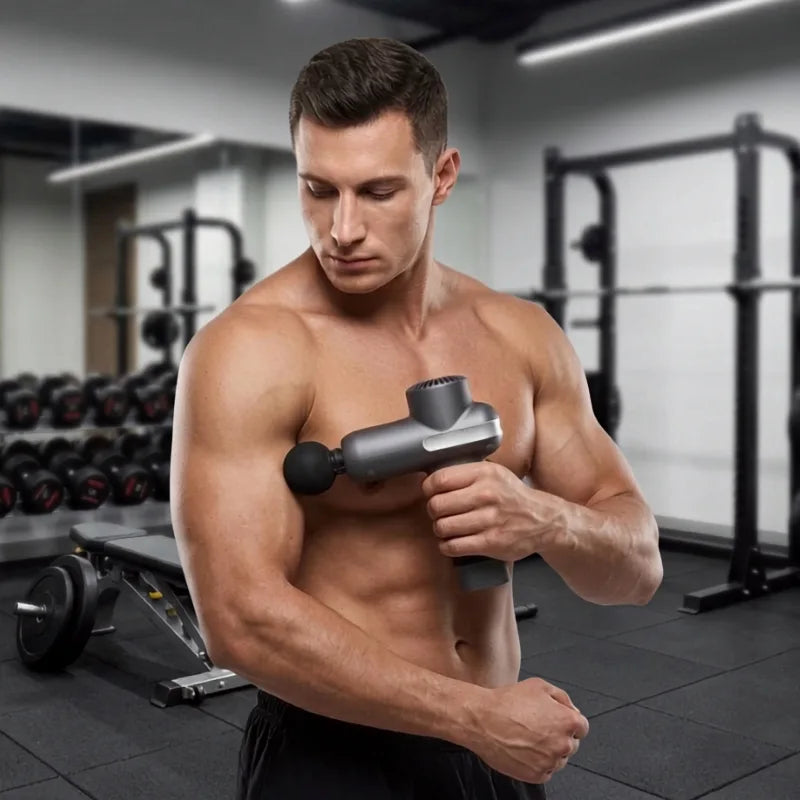 Deep Tissue Massage Gun – 5 Speeds, 6 Heads