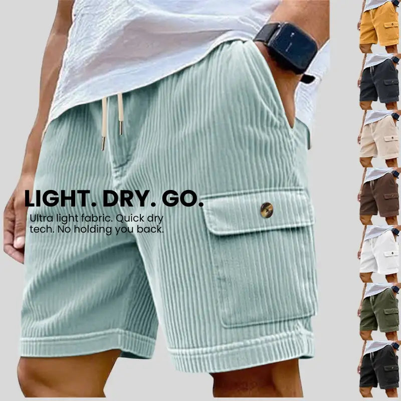Mens Corduroy Multi-Pocket Shorts For Sports