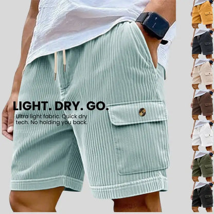Mens Corduroy Multi-Pocket Shorts For Sports