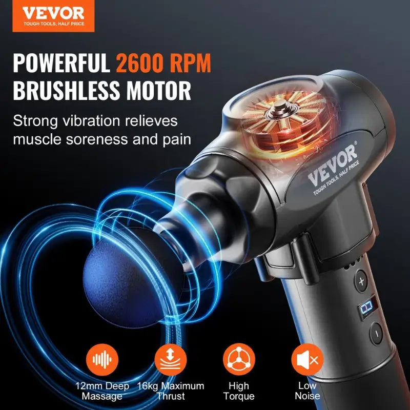 Percussion Massage Gun 9-Speed | 6 Heads + 24V Battery