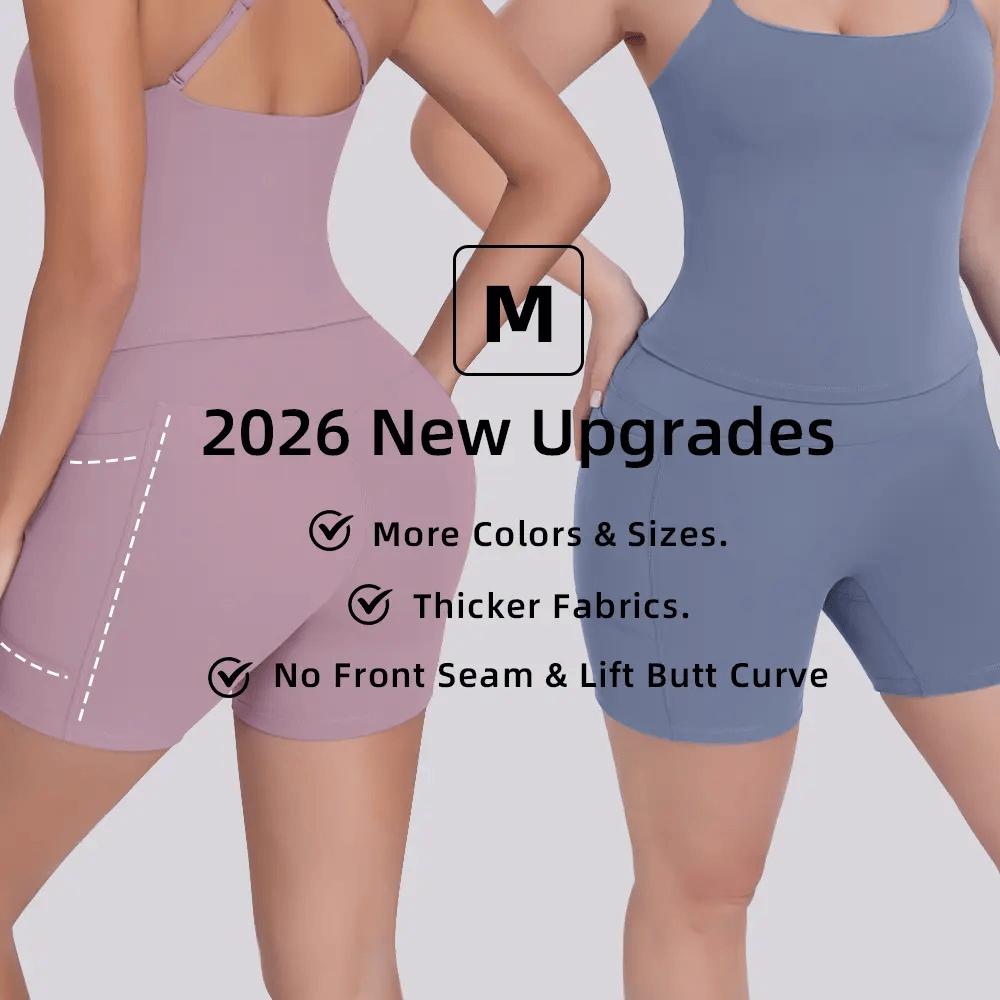 【LOCAL SHIPPING】1/3/4/6-PACK Tummy Control & Butt Lifting Shorts S-2XL - 2026 No Front Seam 5'' Yoga Shorts with Pockets Elastic Waistband Gym Running Daily Wear