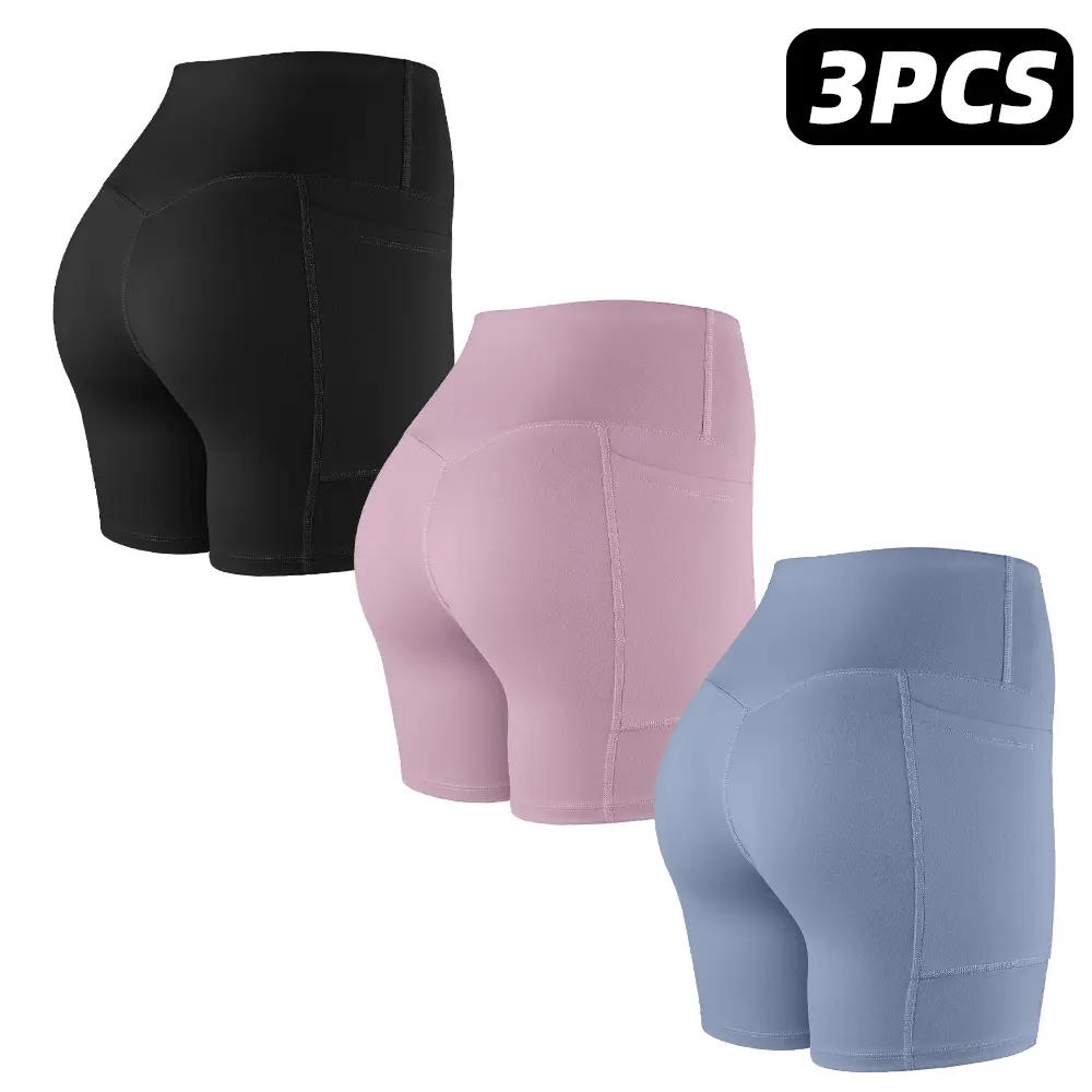 【LOCAL SHIPPING】1/3/4/6-PACK Tummy Control & Butt Lifting Shorts S-2XL - 2026 No Front Seam 5'' Yoga Shorts with Pockets Elastic Waistband Gym Running Daily Wear