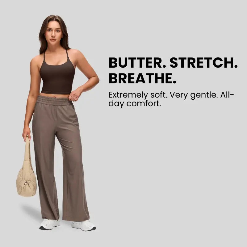 YOGA Butterluxe Twist Cross Back Crop Tank Tops for Women - Padded Adjustable Straps