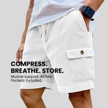 Mens Corduroy Multi-Pocket Shorts For Sports