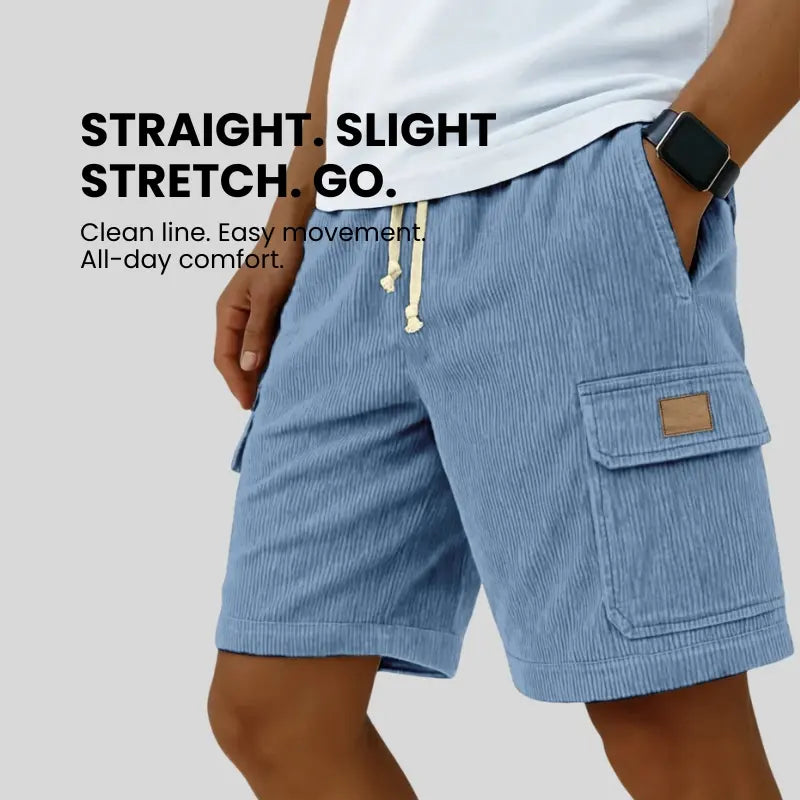 Versatile 3D Bag Mens Drawstring Corduroy Side-Pocket Shorts