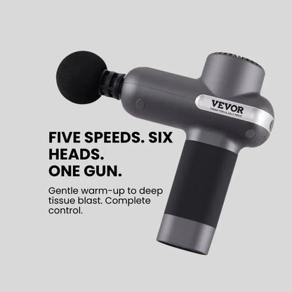 Massage Gun Deep Tissue, Percussion Muscle Massager For Athletes - With 5 Speed Levels & 6 Massage Heads