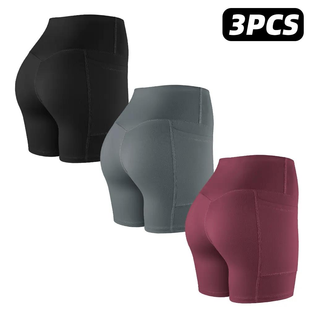 【LOCAL SHIPPING】1/3/4/6-PACK Tummy Control & Butt Lifting Shorts S-2XL - 2026 No Front Seam 5'' Yoga Shorts with Pockets Elastic Waistband Gym Running Daily Wear