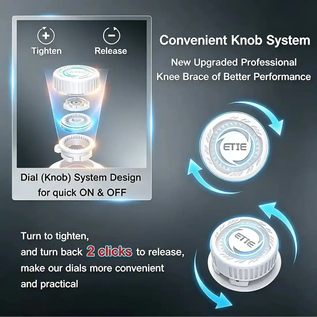 Knob Knee Brace — Patella Gel Pad + Side Stabilizers | Adjustable Dial System for Pain Relief S-XXL