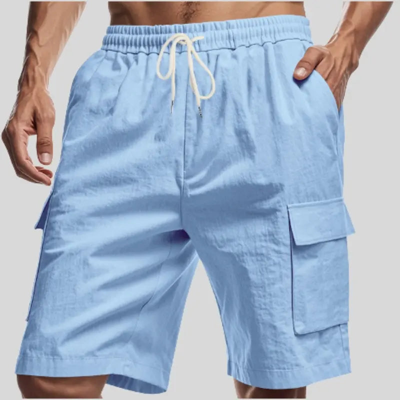 Loose Sports And Leisure Solid Color Linen Drawstring Shorts