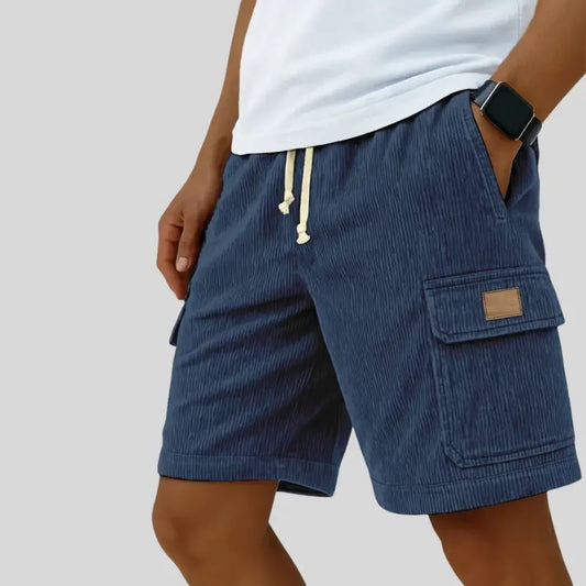 Versatile 3D Bag Mens Drawstring Corduroy Side-Pocket Shorts