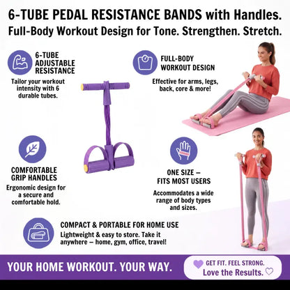 6-Tube Pedal Resistance Bands with Handles