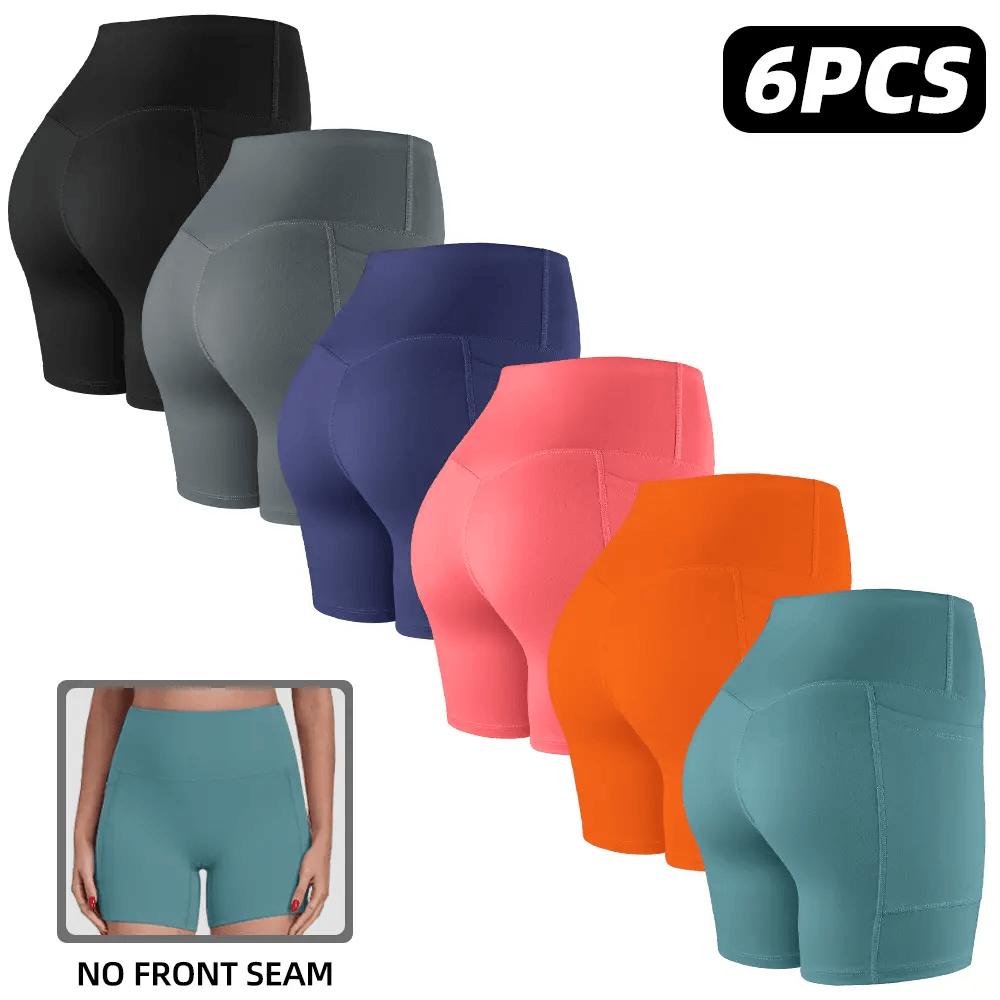 【LOCAL SHIPPING】1/3/4/6-PACK Tummy Control & Butt Lifting Shorts S-2XL - 2026 No Front Seam 5'' Yoga Shorts with Pockets Elastic Waistband Gym Running Daily Wear