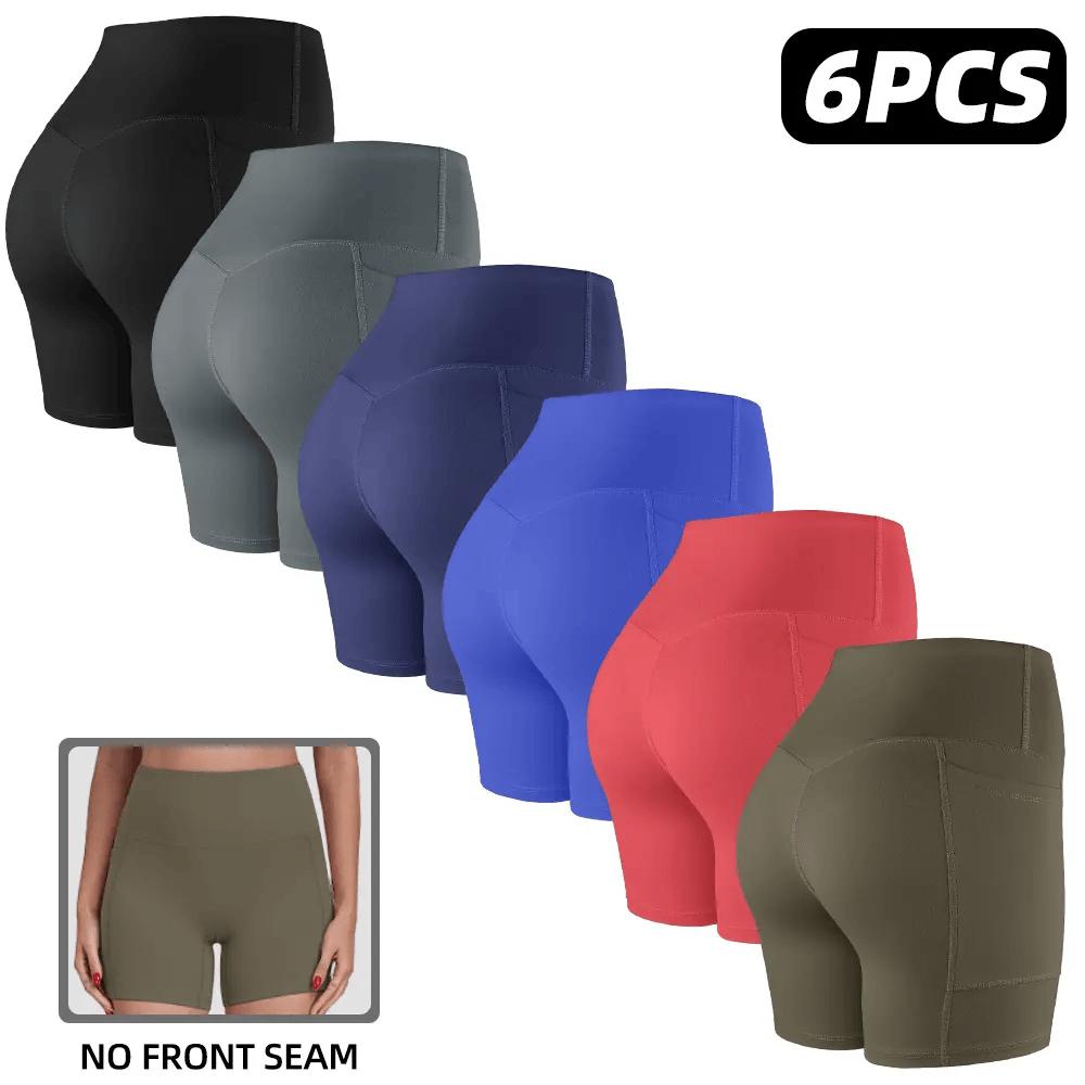 【LOCAL SHIPPING】1/3/4/6-PACK Tummy Control & Butt Lifting Shorts S-2XL - 2026 No Front Seam 5'' Yoga Shorts with Pockets Elastic Waistband Gym Running Daily Wear