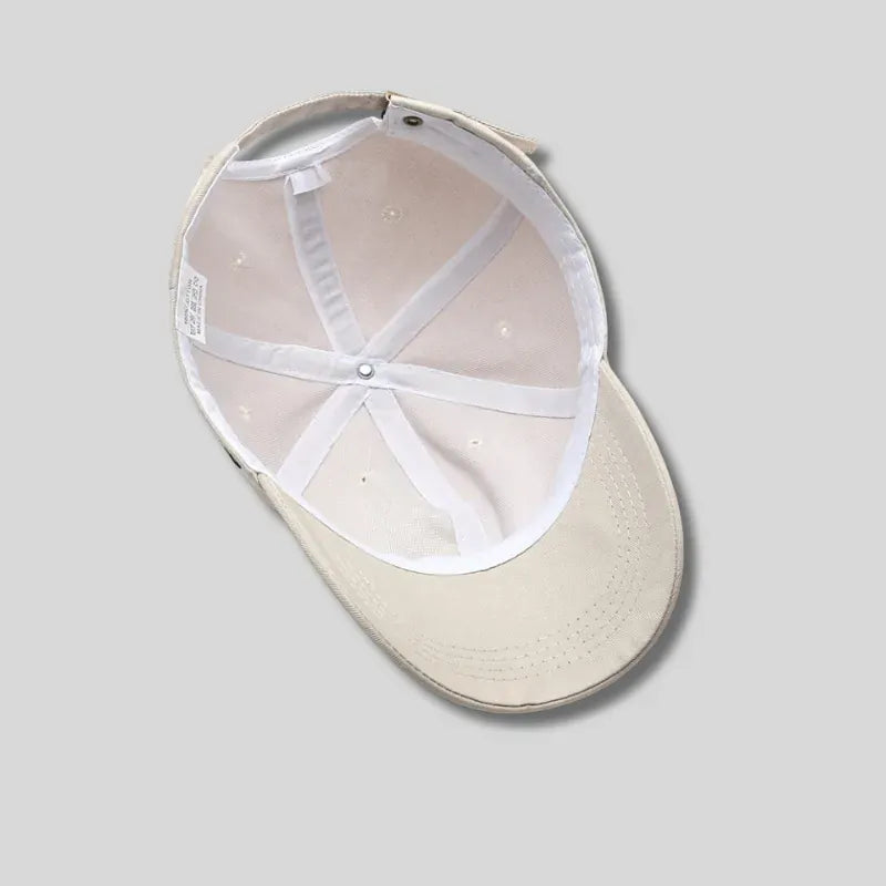 Soft top cap with side letter embroidery