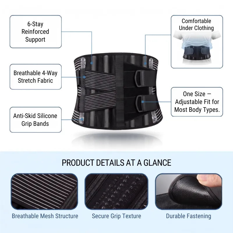 Lumbar Support Waist Belt for Men & Women