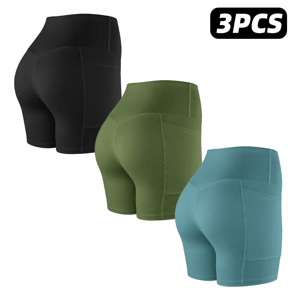 【LOCAL SHIPPING】1/3/4/6-PACK Tummy Control & Butt Lifting Shorts S-2XL - 2026 No Front Seam 5'' Yoga Shorts with Pockets Elastic Waistband Gym Running Daily Wear
