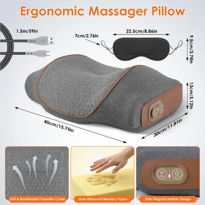 3-in-1 Neck Massager Pillow Ergonomic Massager With Heating Vibration