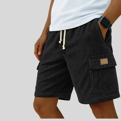 Versatile 3D Bag Mens Drawstring Corduroy Side-Pocket Shorts