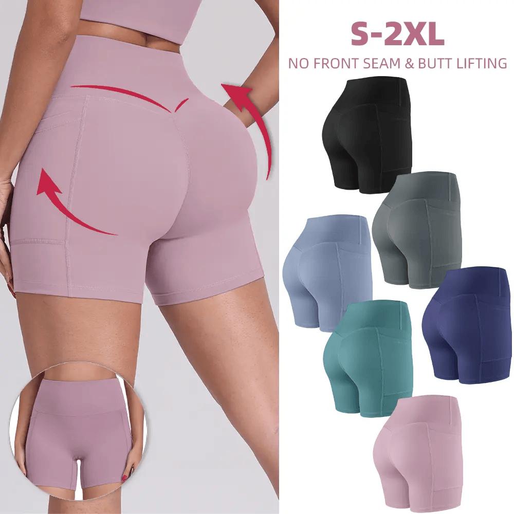 【LOCAL SHIPPING】1/3/4/6-PACK Tummy Control & Butt Lifting Shorts S-2XL - 2026 No Front Seam 5'' Yoga Shorts with Pockets Elastic Waistband Gym Running Daily Wear