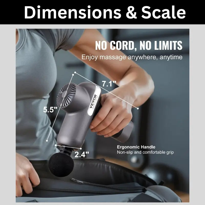 Massage Gun Deep Tissue, Percussion Muscle Massager For Athletes - With 5 Speed Levels & 6 Massage Heads