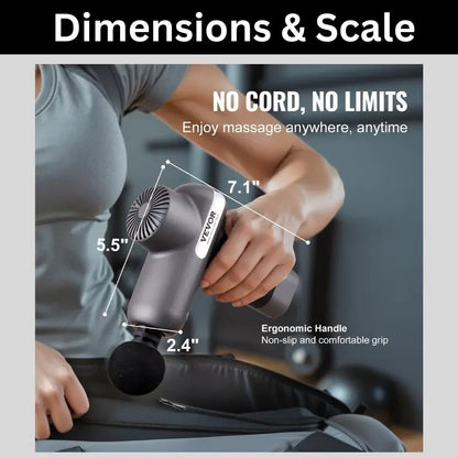 Massage Gun Deep Tissue, Percussion Muscle Massager For Athletes - With 5 Speed Levels & 6 Massage Heads