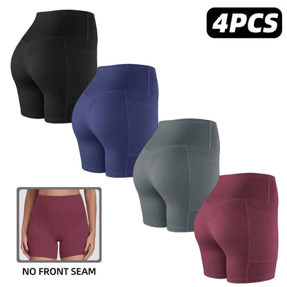 【LOCAL SHIPPING】1/3/4/6-PACK Tummy Control & Butt Lifting Shorts S-2XL - 2026 No Front Seam 5'' Yoga Shorts with Pockets Elastic Waistband Gym Running Daily Wear