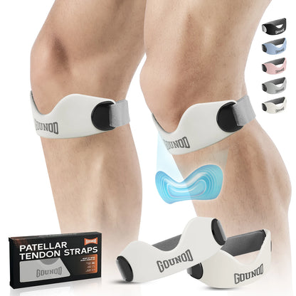 GOUNOD Silicone Patellar Tendon Support Strap for Knee Pain Relief Non-slip Adjustable Knee Straps Running Hiking Patella Band