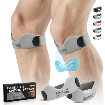 GOUNOD Silicone Patellar Tendon Support Strap for Knee Pain Relief Non-slip Adjustable Knee Straps Running Hiking Patella Band