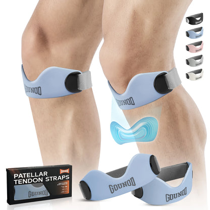 GOUNOD Silicone Patellar Tendon Support Strap for Knee Pain Relief Non-slip Adjustable Knee Straps Running Hiking Patella Band