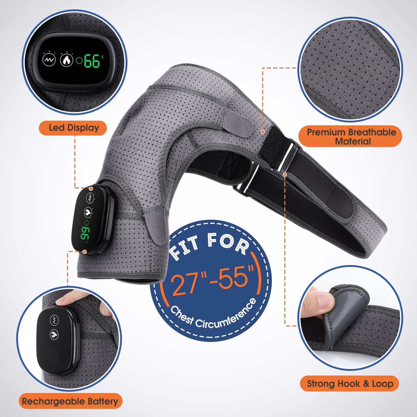 Electric Shoulder Massager Heating Pad Vibration Massage Support