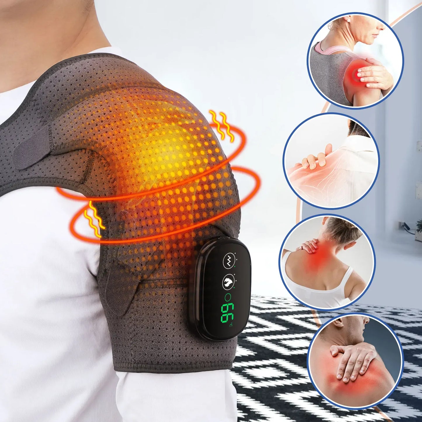 Electric Shoulder Massager Heating Pad Vibration Massage Support