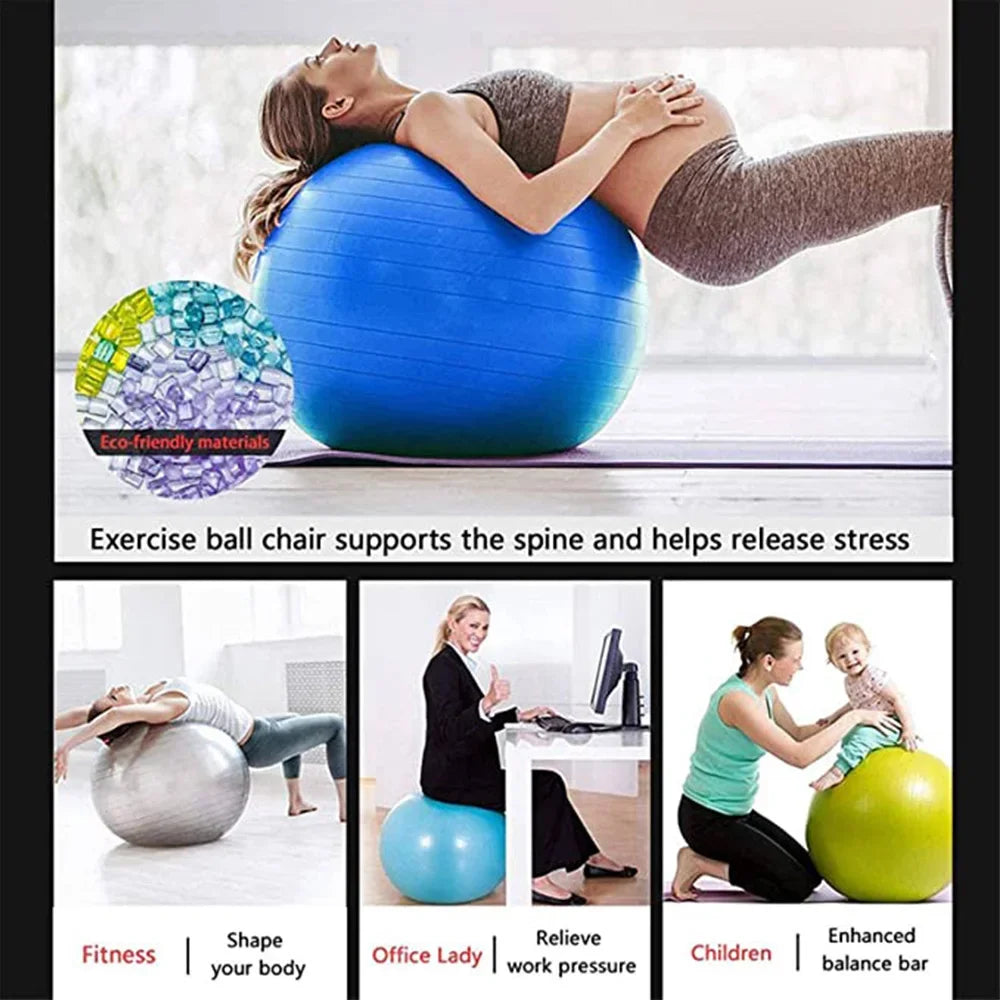 （Free inflatable tube）55/65/75CM Pilates Yoga Ball Exercise Anti-Pressure Explosion-Proof Gymnastics Balance Exercise Fitnes