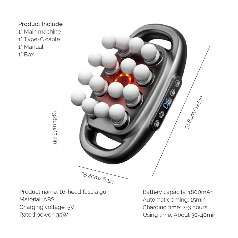 16-Head Fascia Gun High-Frequency Vibration Body Massage